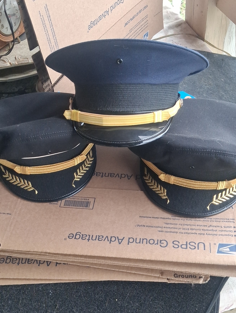 Classic Men's Navy Service Dress Caps(3) with Gold Braid